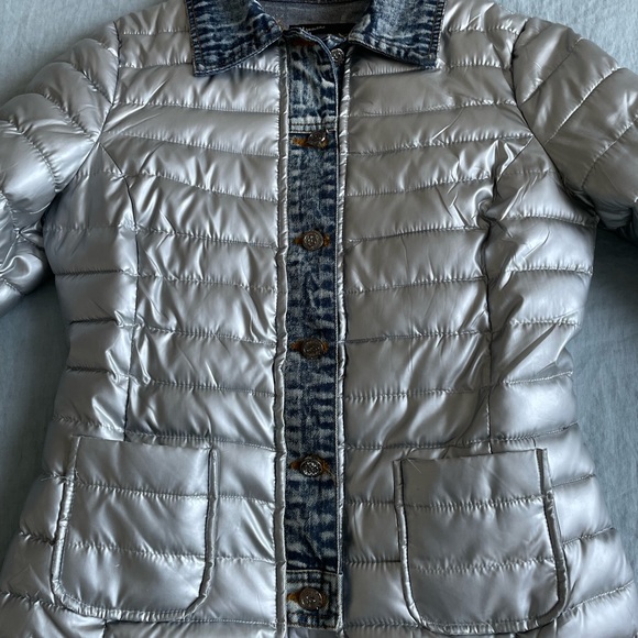 Denim Silver Puffer Size Small - Picture 1 of 11
